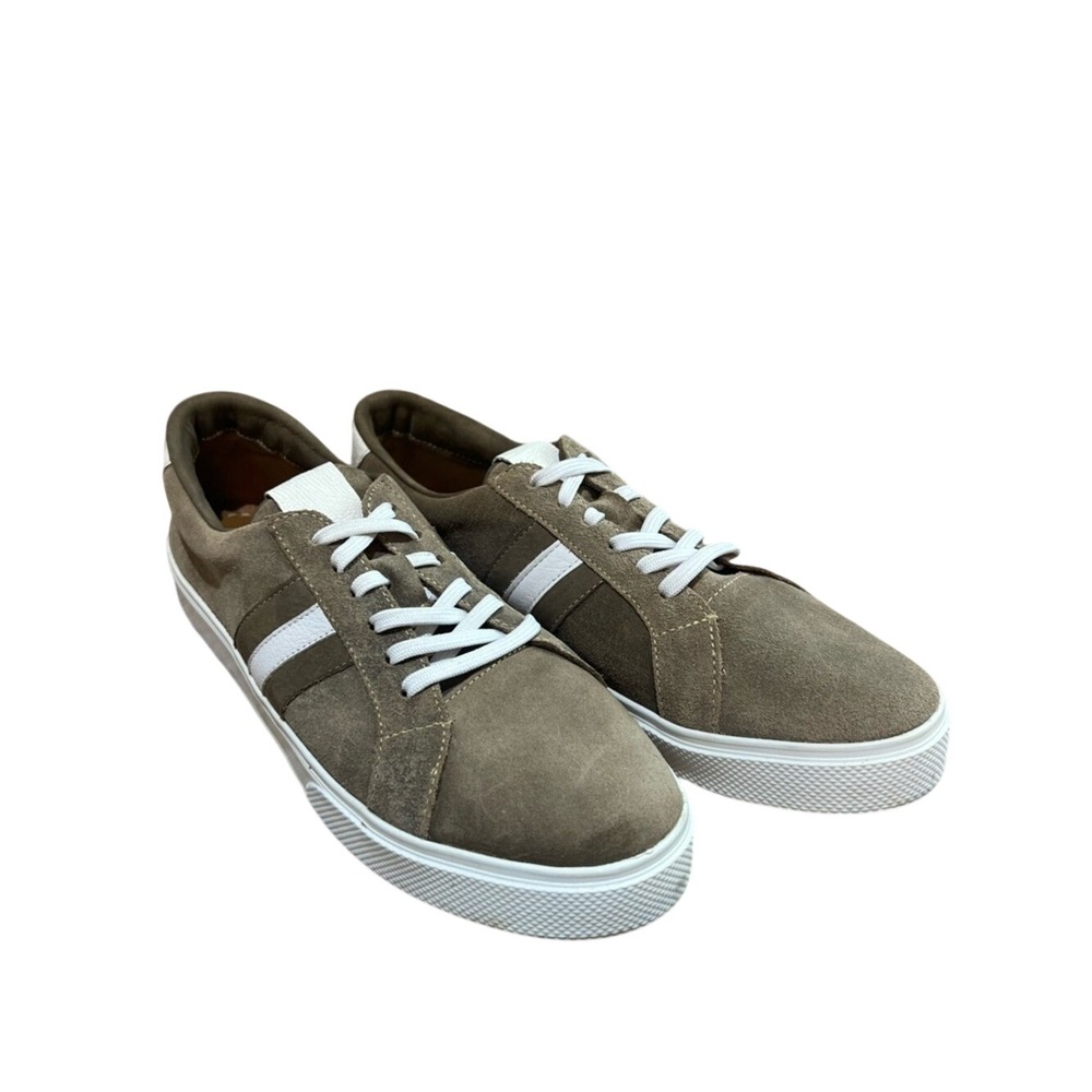 Kaanas Taupe Suede Low-Top Sneakers with White Stripe